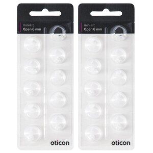 20 Oticon MiniFit Open 6mm Domes for Hearing Aids New NIP OEM 2 Packs of 10
